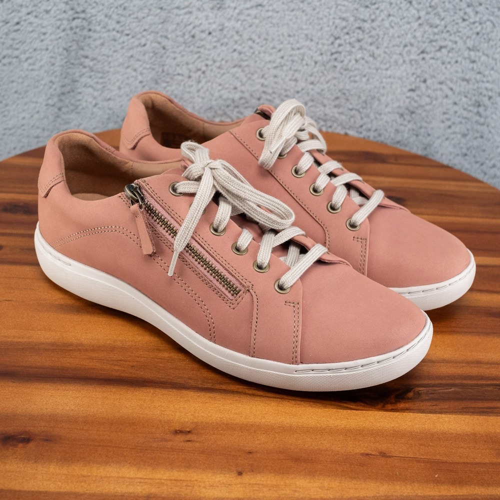 Clarks Nalle Lace Rose Leather Sneaker - Size 10